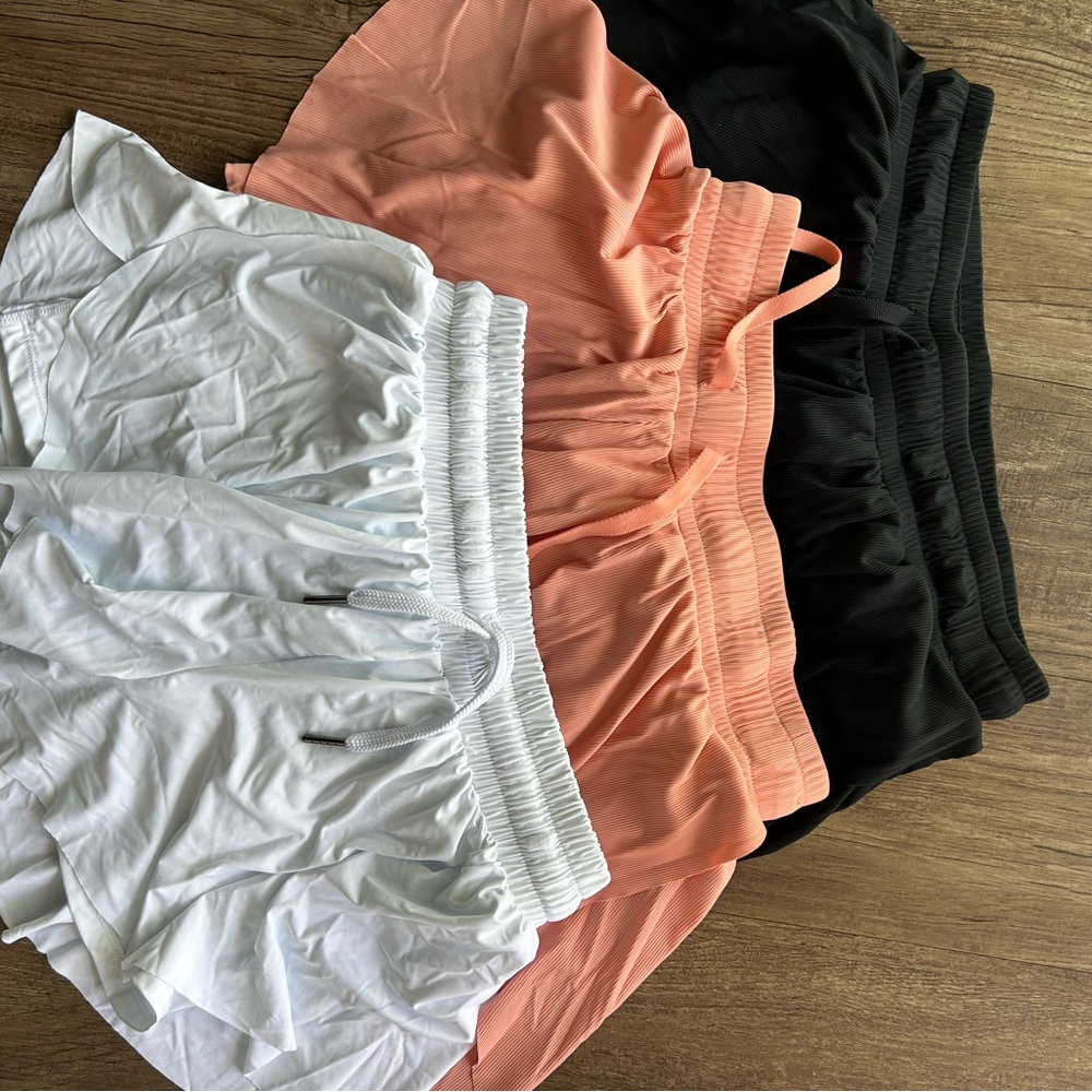 Set of Three Athletic Shorts - White, Peach, Black